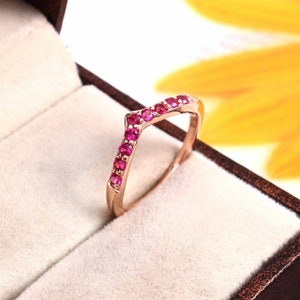 Ruby 14k Rose Gold Wedding Band: Stacking Ring, July Birthstone