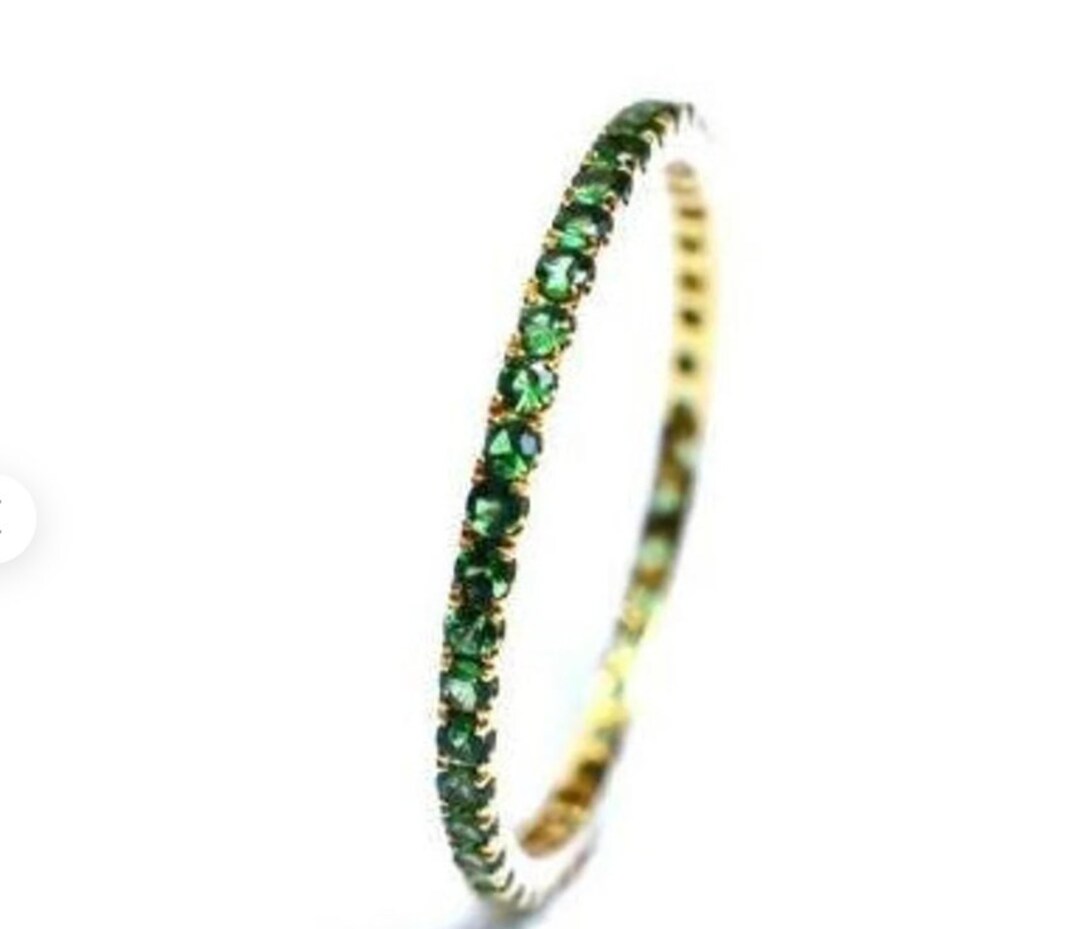 Emerald Full Eternity Band 14k Gold Wedding Ring Stacking Engagement ...