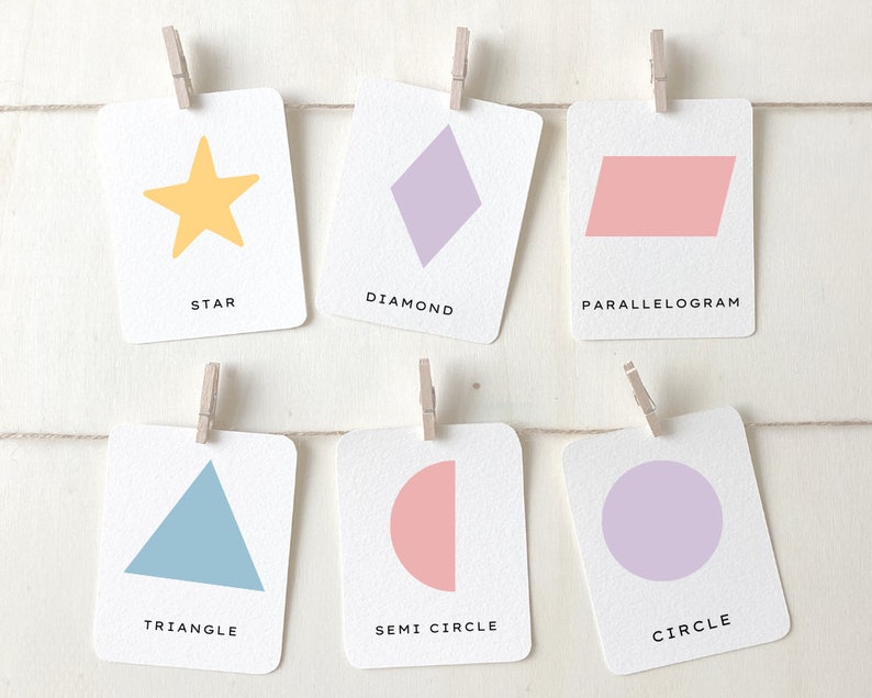 Printable Shape Flashcards Montessori Flashcards Etsy