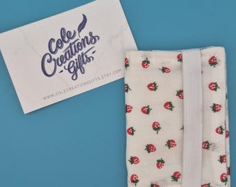 Strawberry - Fabric Card Holder Wallet, Small Credit Card Holder for pocket, Business Card holder, Small Card Wallet