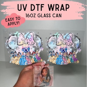 Princesses Castle UV DTF Wrap, Uv Dtf Wrap, Cup Wraps, 16oz Cup Wraps, 16oz Glass Can Tumbler Wrap, Ready to Apply, Ready to Ship