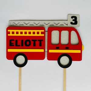 Cake Topper personnalisé thème camion de pompiers pour gateau d'anniversaire