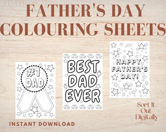 Father's Day Colouring Sheets - Children's Activity - Instant Download