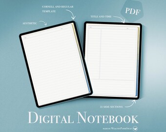 Digitales Cornell-Notizbuch, Cornell-Notizsystem, Goodnotes-Vorlage, Notability-Vorlage, sechseckige Vorlage