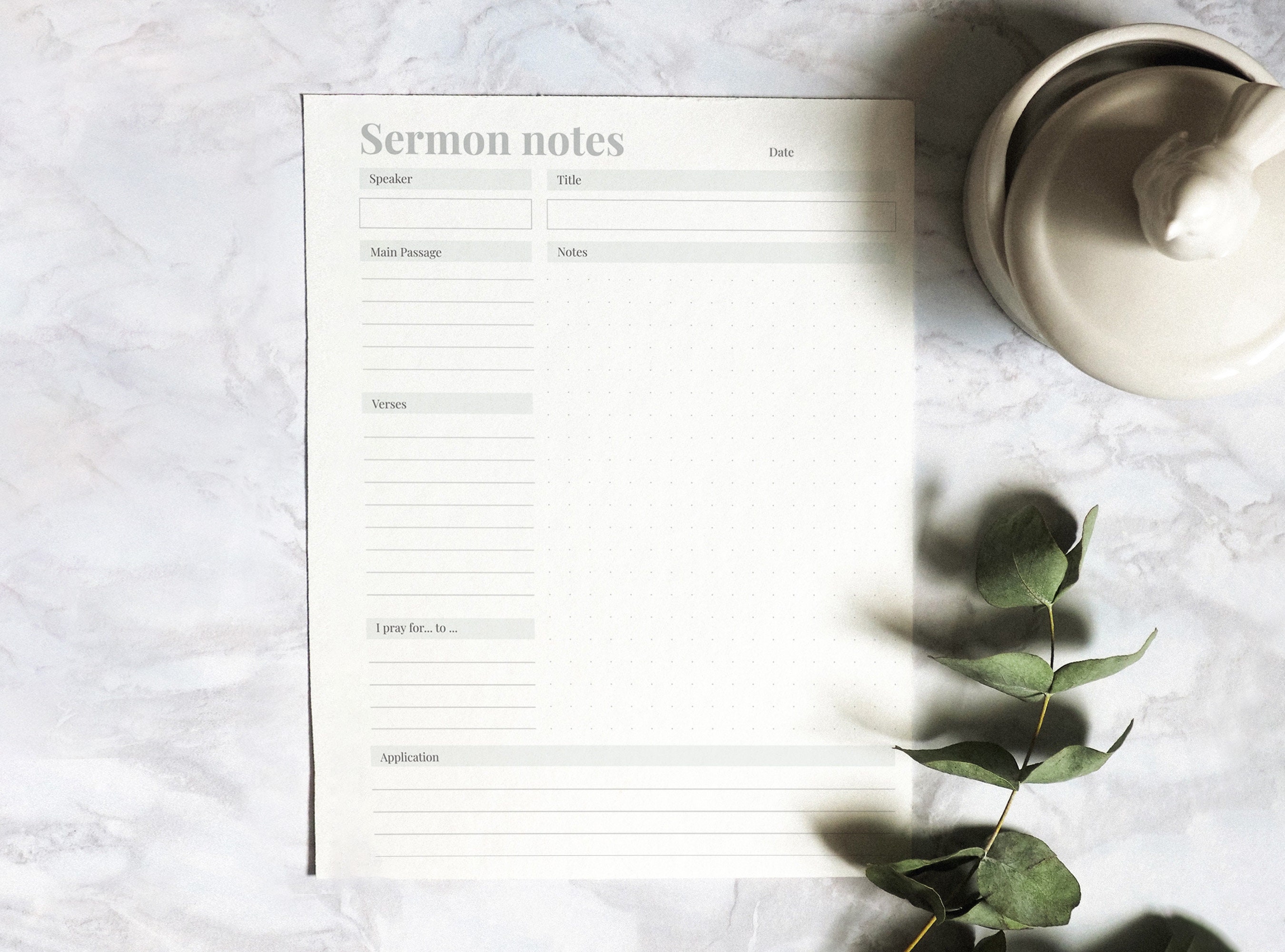 Printable Sermon Journal, Church Notes, Bible Tracker, Sermon Notebook ...