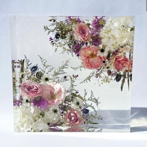 Wedding Bouquet Flower Preservation | Funeral Flower Keepsake Gift in Resin | Square - Various Shapes/Sizes BOOKING DEPOSIT ONLY