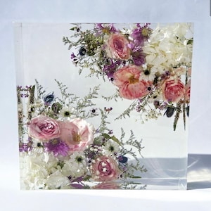 Wedding Bouquet Flower Preservation Booking Deposit | Funeral Flower Keepsake Gift in Resin - Square - Various Shapes and Sizes