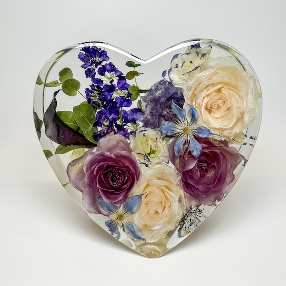 Resin Funeral Flower Preservation Bereavement Gift | Sentimental Heart Sympathy Keepsake for Funeral, Memorial Flower Drying - DEPOSIT ONLY