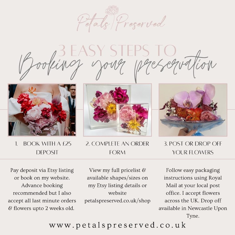 Resin Flower Preservation | Wedding & Funeral Keepsake Gift (BOOKING DEPOSIT ONLY) image 2
