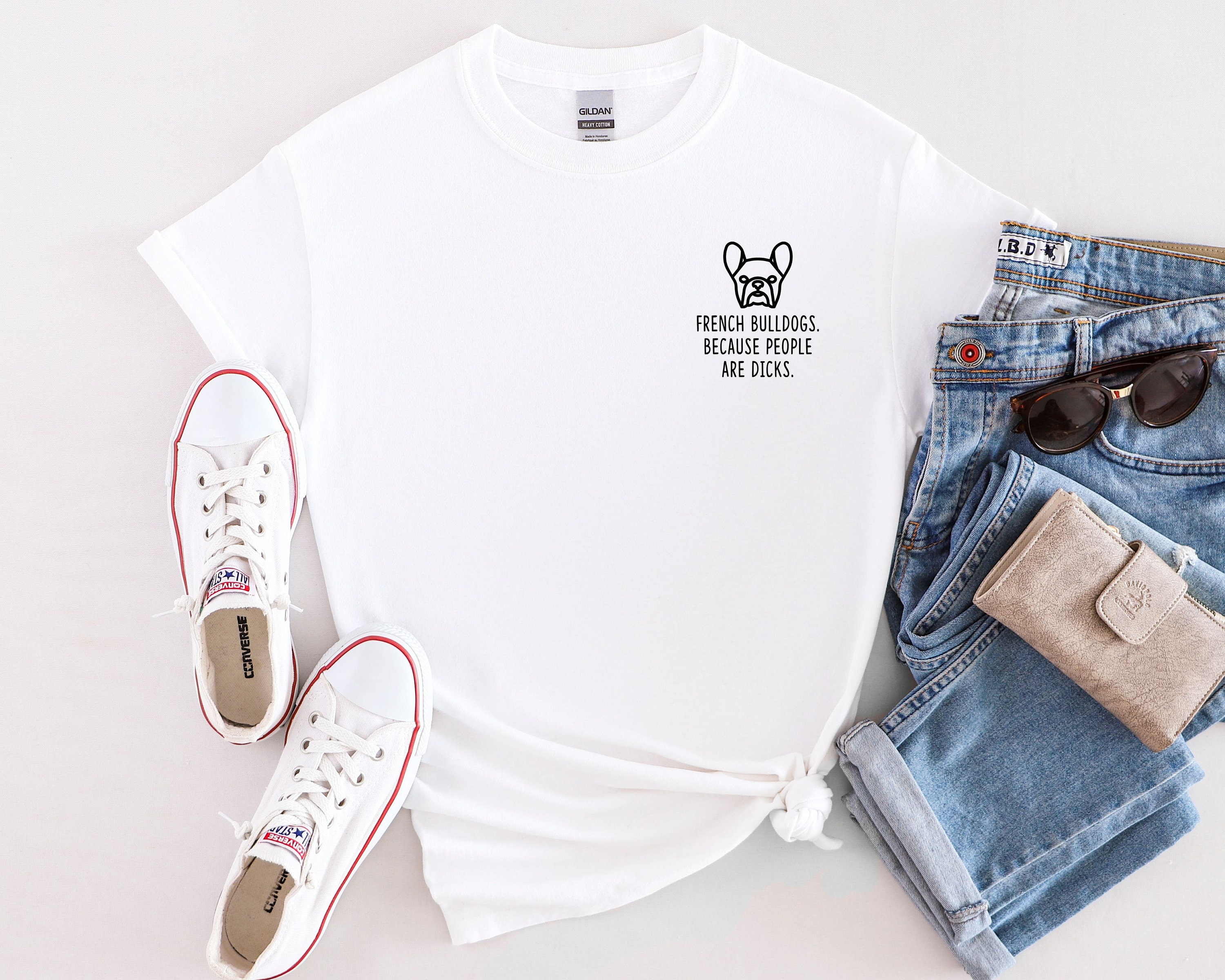 French Bulldog Tshirt, Embroidered Funny Frenchie Shirt, French Bulldog