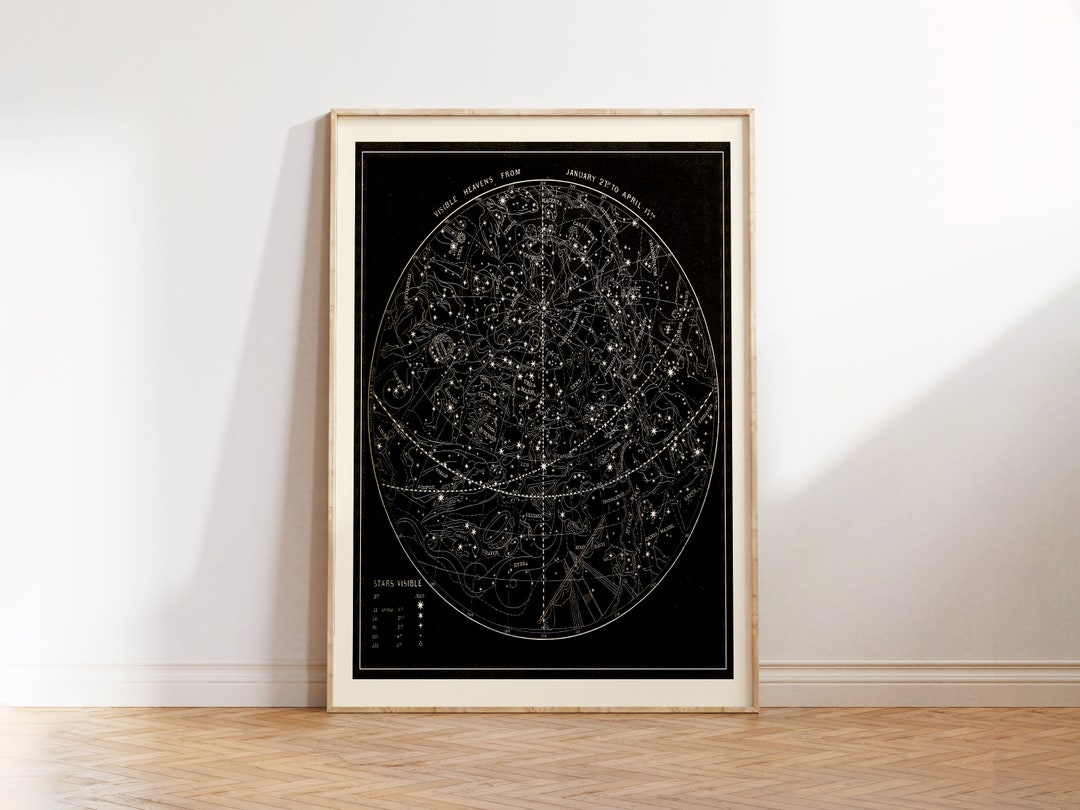 Visible Chart of Heavens From January Illustrated Astronomy, Antique ...