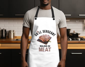 Grill Sergeant Apron, Gifts For Dad, BBQ Apron, Grilling Gifts, Funny Apron For Men, Fathers Day Gift, Father's Day Apron, Gift for Husband