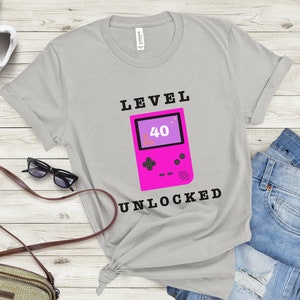 Custom Level 40 Unlocked Birthday Shirt, Gift For Gamers, Gamer Girl Gifts, Gaming Birthday Shirt