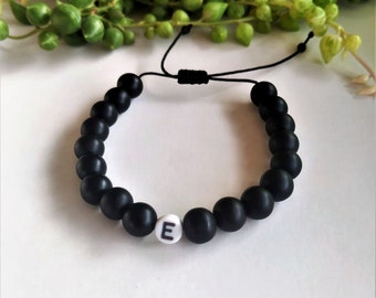 Schwarzes Onyx Armband / Energie Armband Yoga Mala Armband / Paar Armbänder / Passende Armbänder / Initial Armbänder Geschenk für Paar