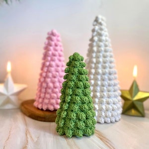 Patroon gehaakte kerstbomen - 3 maten, eenvoudig pdf-patroon gehaakt, moderne vakantiestijl, direct te downloaden voor handgemaakte vakantieprojecten
