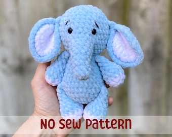 No Sew PATTERN Plush Elephant Crochet Amigurumi Tutorial Elephant pattern - PDF Crochet Pattern
