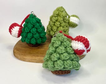 Crochet Christmas Decor Christmas Tree with Bauble Keychain Pattern Car Hanging Crochet Christmas PDF Pattern Winter Crochet Pattern