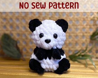 No Sew PATTERN Panda Crochet Backpack Buddy Amigurumi Tutorial Panda Pattern Keychain - PDF Crochet Pattern