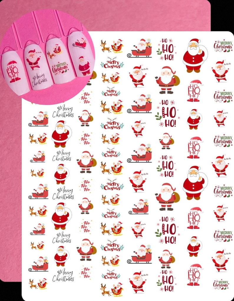 Santa Christmas Nail Decals Nail Art Nail Decal Christmas Nails Nail