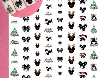 Mickey mouse en Minnie Mouse kerststickers | Nagelkunst | Nagelstickers | Waterstickers | Nageltransfers | Disney-stickers | 2#