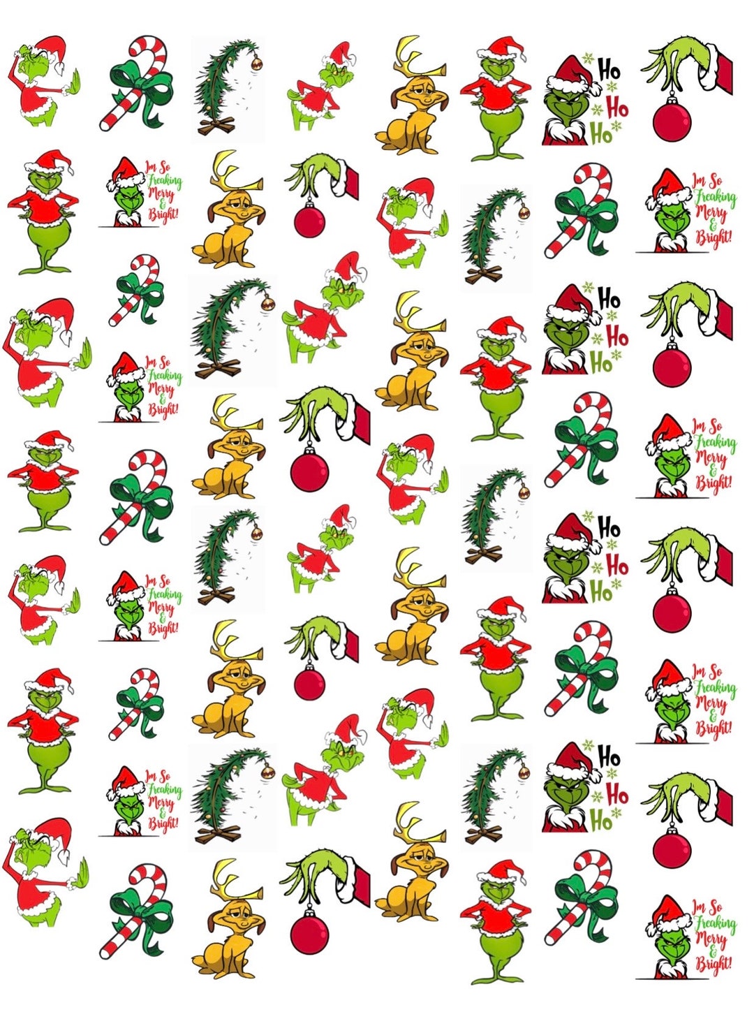 Grinch Christmas Nail Decals Nail Art Nail Decal Christmas Nails Nail