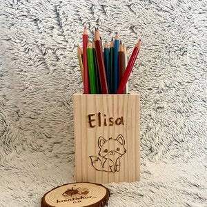 Stiftebox, Stiftehalter, personalisiert, Holz, Motiv, Name, Geschenk, Einschulung, Kinder, Geburtstag, individuell, Schulbedarf, Schule