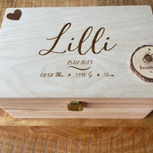 Erinnerungskiste Baby, Erinnerungsbox Kind, Taufe, Geburt, Geschenk, Holzkiste, Name, individuell, Junge, Mädchen, graviert, personalisiert