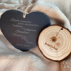 Schieferherz, 2 Größen, Türschild, Wanddekoration, Liebe, Geschenk, Hochzeit, Sprüche, personalisiert, Gravur, Herz, Schiefer, Dekoration