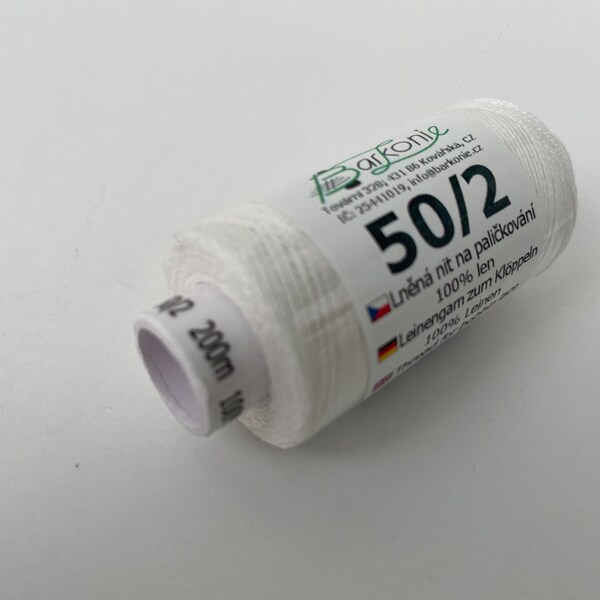 Spool  of traditional czech 100% linen thread for bobbin lace, Barkonie 50/2