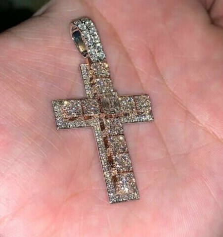 18K Beaded Cross Necklace