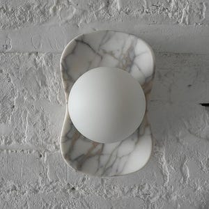 Marble Carrara Unique Wall Sconce, Midcentury Lighting, Luxury Chandelier, Custom Ceiling Lighting, Marble Lighting, Stone wall light
