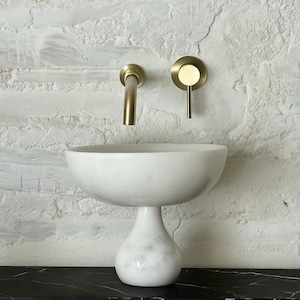 Unique designed Marble Sink Handcrafted Countertop Vessel Sink for Modern Minimalist bathroom