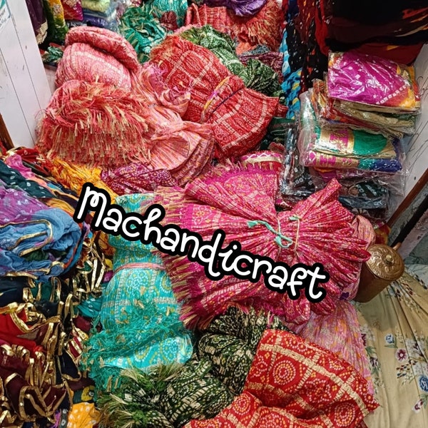 5 To 100 Pcs Handmade Bandhani Bandhej Chinnon Dupatta Stole For Women, Bohemian Rajsthani Bandhani Dupatta, Bridesmaid Decoration Dupatta.