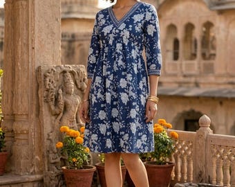 Vestido bohemio cómodo para mujer - Vestido corto estilo hippie bohemio para mujer -