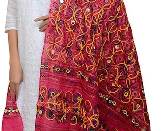 Handmade Embroidered Mirror Work Dupatta, Rajsthani Fulkari
