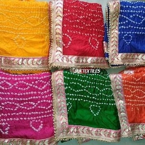 All Colors Bandhani Bandhej Dupatta, Handmade Bandhani Bandhej Hevy Dupatta, Decorative Dupatta With Gota Border And Latkan, Return gift