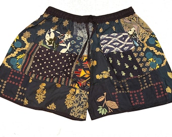 Boho Hippie Comfortable Yoga Shorts Pant, Bohemian Assorted Patchwork Unisex Shorts, Handmade Men And Women&#39;s Patchwork Short Pant,