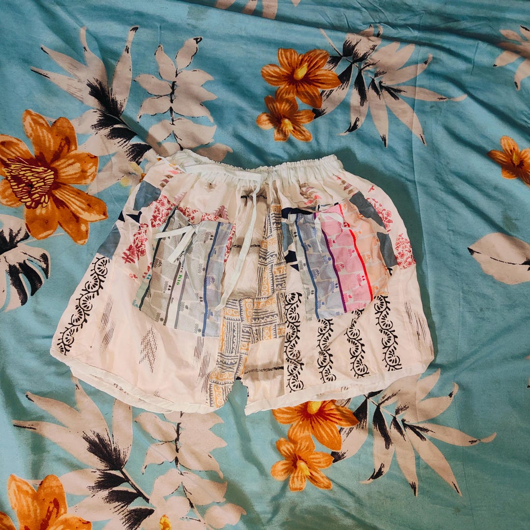 Unisex Hippie Boho Bohemian Indian Ethnic Print Handmade Patchwork Multicolor Shorts main image 0