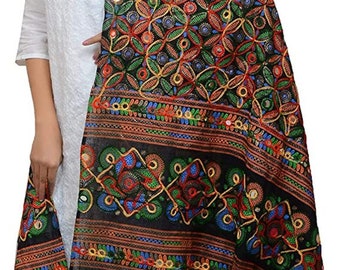 Handmade Embroidered And Mirror Work Hevy Dupatta For Women, Wedding Return Gift For Women, Rajsthani Fulkari Hevy Dupatta,
