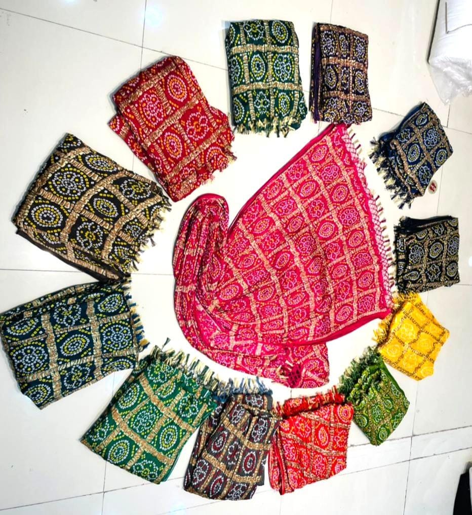 Bohemian Rajsthani Bandhani Dupatta, Handmade Bandhani Bandhej Chinon Dupatta Stole For Women, Bridesmaid Decoration Dupatta.