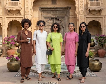 Vestido cómodo estilo boho para mujer - Pantalón afgano estilo hippie boho con vestido kurta para mujer -