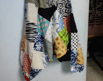 Bohemian Patchwork Cotton Harem Pants: Boho Hippie Baggy Trousers