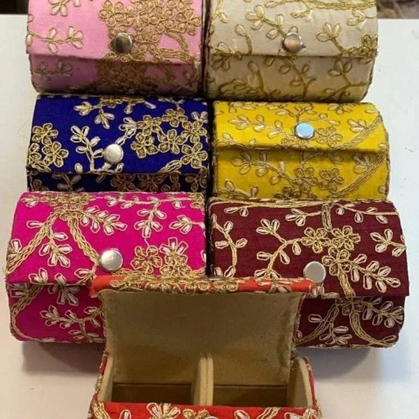 Embroidery Work Bangle Box, Earings, Watch, Ring, Pin, Bagle And Other Jewellery Box Return Gift.