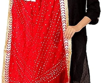 All Colors Bandhani Bandhej Dupatta, Handmade Bandhani Bandhej Hevy Dupatta, Decorative Dupatta With Gota Border And Latkan, Return gift
