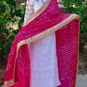 Peach Bandhej Dyed Dupatta main image 1