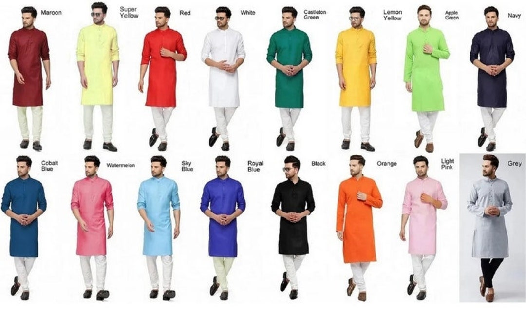 All Colors Kurta Pajama for Men, Solid Color Wedding Kurta Pajama