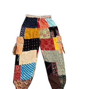 Cotton Patchwork Men And Women&#39;s Trouser Pant, Bohemian Comfortable Harem Pant, Summer Beach Wear Patchwork Harem Pant With Two POCKETS.