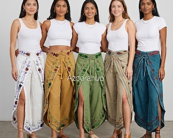 Pantalones cortos de rayón bordados estilo boho hippie. (5 a 100) unidades