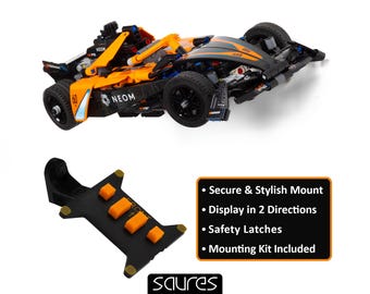 NEOM McLaren Formula E Race Car - 42169 • Wall mount for LEGO • Wall Hook • Wall Hanging • Display Solution