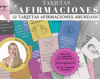 Tarjetas de afirmaciones abundancia y manifestación, ley de atracción tarjetas, decretos de riqueza,  afirmaciones de prosperidad.